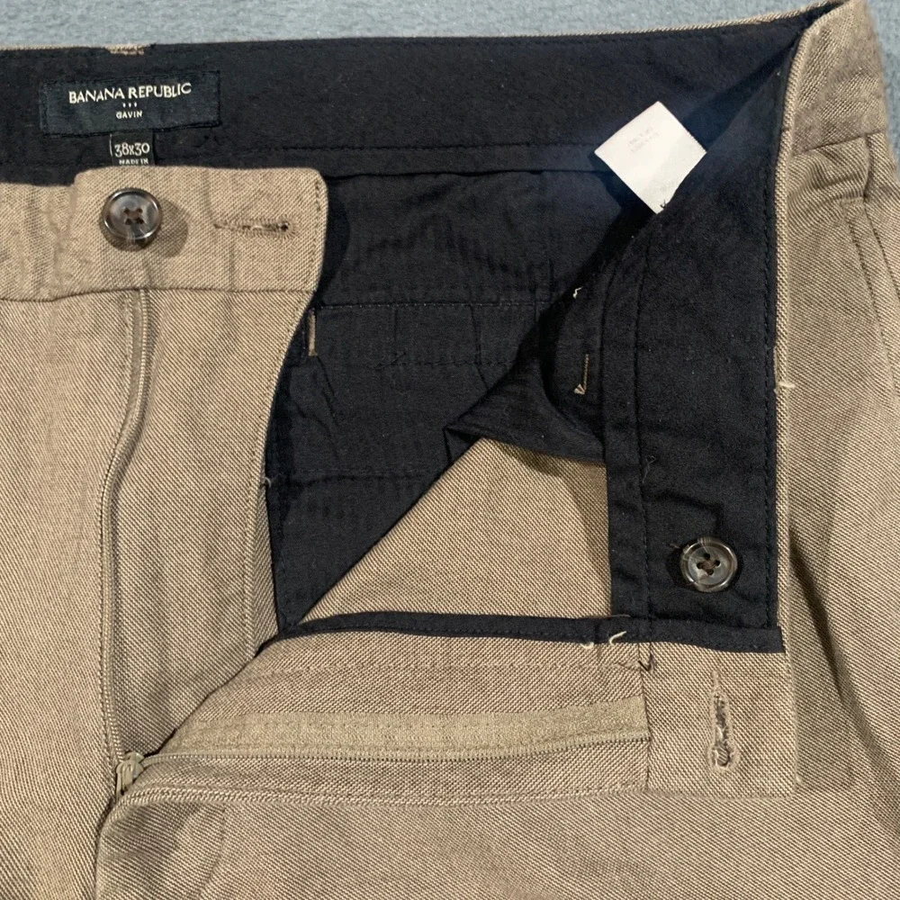 Banana Republic Gavin Chino Pants Mens 38x30 Brown Cotton Straight Leg Trousers